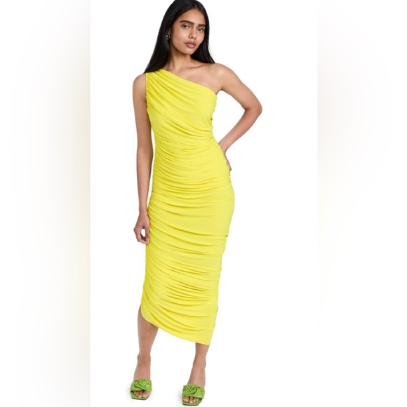 Norma Kamali One-Shoulder Dress in Bright Yellow - Picture 1 of 6